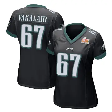 ＃67 Women's Laekin Vakalahi Black Game Philadelphia Eagles Alternate Super Bowl LIX Jersey