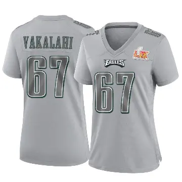 ＃67 Women's Laekin Vakalahi Gray Game Philadelphia Eagles Atmosphere Fashion Super Bowl LIX Jersey