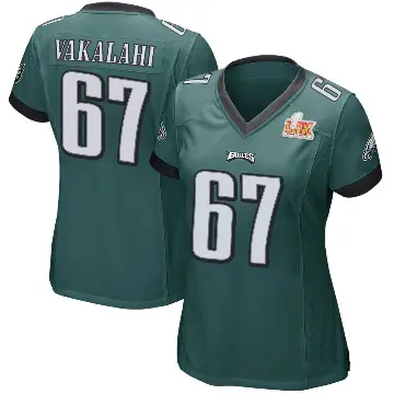 ＃67 Women's Laekin Vakalahi Green Game Philadelphia Eagles Team Color Super Bowl LIX Jersey