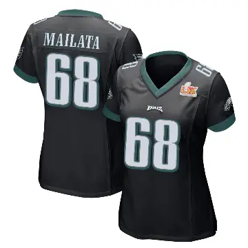 ＃68 Women's Jordan Mailata Black Game Philadelphia Eagles Alternate Super Bowl LIX Jersey