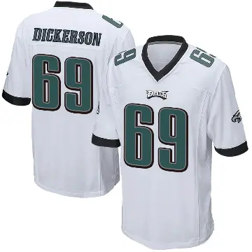 ＃69 Men's Landon Dickerson White Game Philadelphia Eagles Jersey