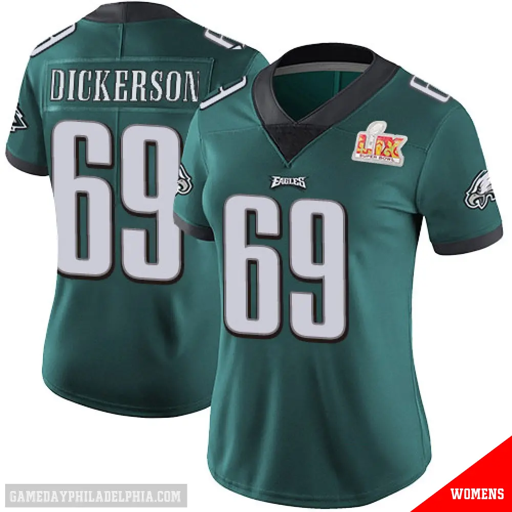 ＃69 Women's Landon Dickerson Green Limited Philadelphia Eagles Midnight Team Color Vapor Untouchable Super Bowl LIX Jersey