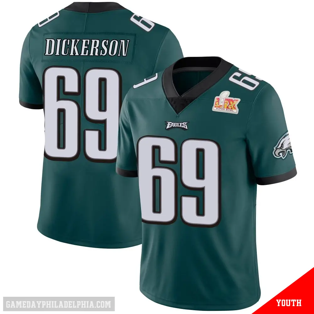＃69 Youth Landon Dickerson Green Limited Philadelphia Eagles Midnight Team Color Vapor Untouchable Super Bowl LIX Jersey