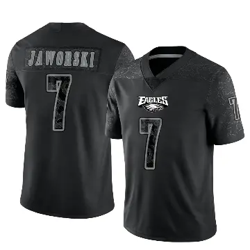 ＃7 Men's Ron Jaworski Black Limited Philadelphia Eagles Reflective Jersey