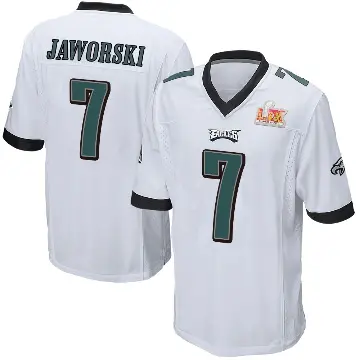 ＃7 Men's Ron Jaworski White Game Philadelphia Eagles Super Bowl LIX Jersey
