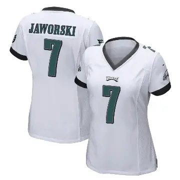 ＃7 Women's Ron Jaworski White Game Philadelphia Eagles Jersey