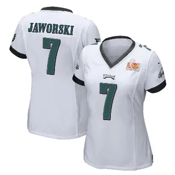 ＃7 Women's Ron Jaworski White Game Philadelphia Eagles Super Bowl LIX Jersey