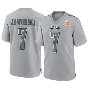 ＃7 Youth Ron Jaworski Gray Game Philadelphia Eagles Atmosphere Fashion Super Bowl LIX Jersey