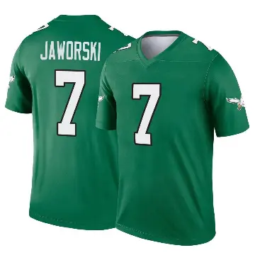＃7 Youth Ron Jaworski Green Legend Philadelphia Eagles Kelly Alternate Jersey