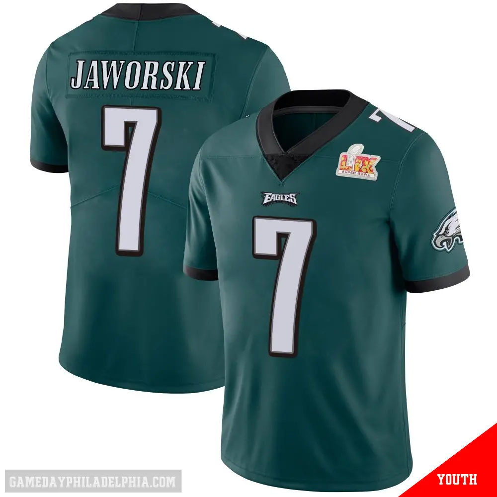 ＃7 Youth Ron Jaworski Green Limited Philadelphia Eagles Midnight Team Color Vapor Untouchable Super Bowl LIX Jersey