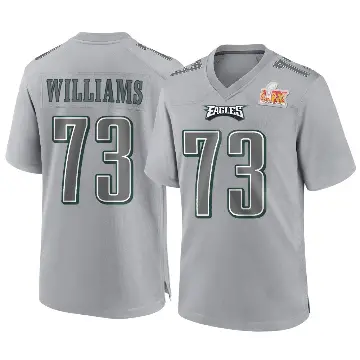 ＃73 Men's Cameron Williams Gray Game Philadelphia Eagles Atmosphere Fashion Super Bowl LIX Jersey