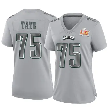 ＃75 Women's Marcus Tate Gray Game Philadelphia Eagles Atmosphere Fashion Super Bowl LIX Jersey