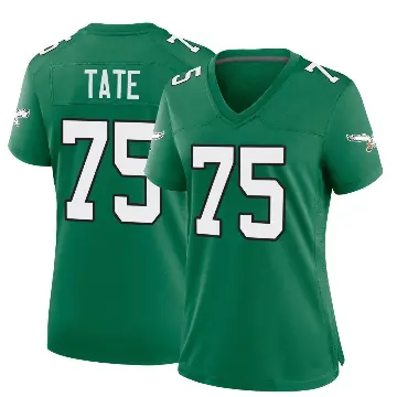 ＃75 Women's Marcus Tate Green Game Philadelphia Eagles Kelly Alternate Jersey