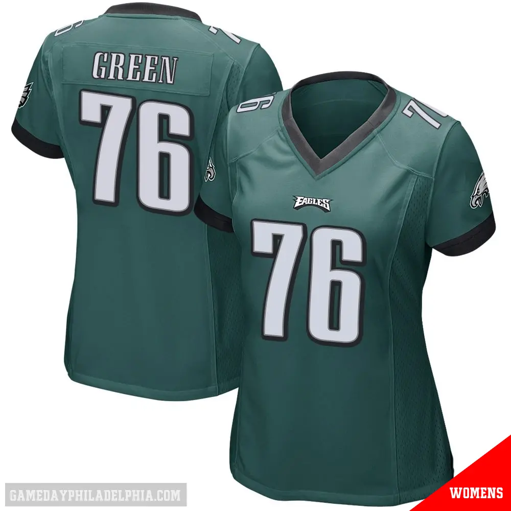 ＃76 Women's Kenyon Green Green Game Philadelphia Eagles Team Color Jersey