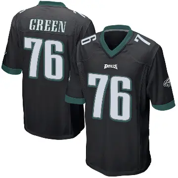 ＃76 Youth Kenyon Green Black Game Philadelphia Eagles Alternate Jersey