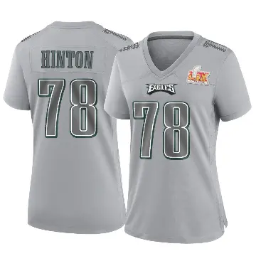 ＃78 Women's Myles Hinton Gray Game Philadelphia Eagles Atmosphere Fashion Super Bowl LIX Jersey