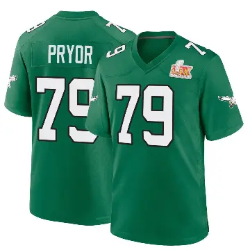 ＃79 Youth Matt Pryor Green Game Philadelphia Eagles Kelly Alternate Super Bowl LIX Jersey