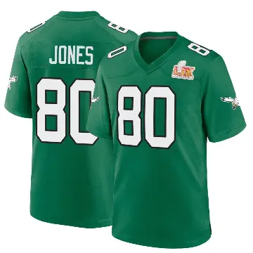 ＃80 Youth Julio Jones Green Game Philadelphia Eagles Kelly Alternate Super Bowl LIX Jersey