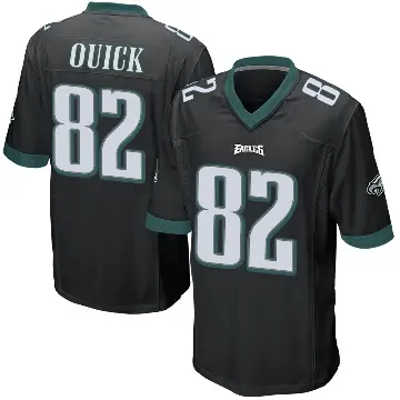 ＃82 Men's Mike Quick Black Game Philadelphia Eagles Alternate Jersey