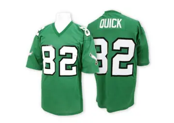 ＃82 Men's Mike Quick Green Authentic Philadelphia Eagles Throwback Jersey