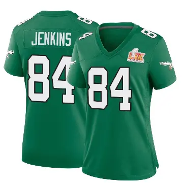 ＃84 Women's E.J. Jenkins Green Game Philadelphia Eagles Kelly Alternate Super Bowl LIX Jersey