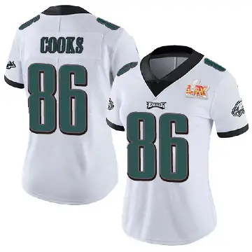 ＃86 Women's Elijah Cooks White Limited Philadelphia Eagles Vapor Untouchable Super Bowl LIX Jersey
