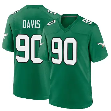 ＃90 Men's Jordan Davis Green Game Philadelphia Eagles Kelly Alternate Jersey