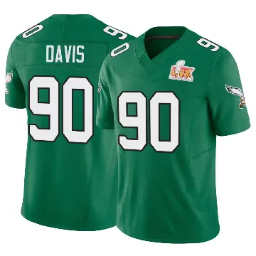 ＃90 Men's Jordan Davis Green Limited Philadelphia Eagles Kelly Alternate Vapor F.U.S.E. Super Bowl LIX Jersey