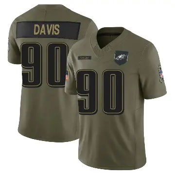 ＃90 Men's Jordan Davis Olive Limited Philadelphia Eagles 2025 Salute to Service Jersey