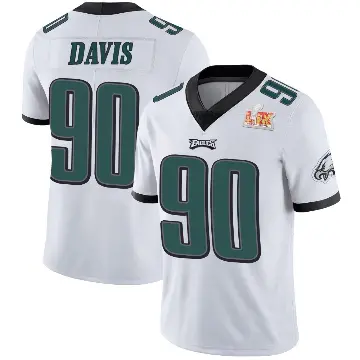 ＃90 Men's Jordan Davis White Limited Philadelphia Eagles Vapor Untouchable Super Bowl LIX Jersey