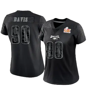 ＃90 Women's Jordan Davis Black Limited Philadelphia Eagles Reflective Super Bowl LIX Jersey