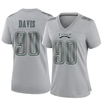 ＃90 Women's Jordan Davis Gray Game Philadelphia Eagles Atmosphere Fashion Jersey