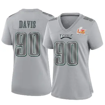 ＃90 Women's Jordan Davis Gray Game Philadelphia Eagles Atmosphere Fashion Super Bowl LIX Jersey