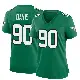 ＃90 Women's Jordan Davis Green Game Philadelphia Eagles Kelly Alternate Jersey