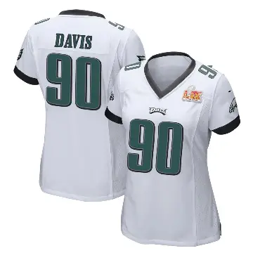 ＃90 Women's Jordan Davis White Game Philadelphia Eagles Super Bowl LIX Jersey