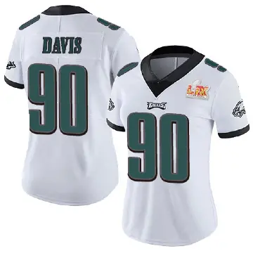 ＃90 Women's Jordan Davis White Limited Philadelphia Eagles Vapor Untouchable Super Bowl LIX Jersey