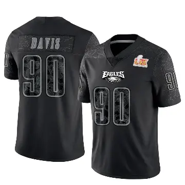 ＃90 Youth Jordan Davis Black Limited Philadelphia Eagles Reflective Super Bowl LIX Jersey