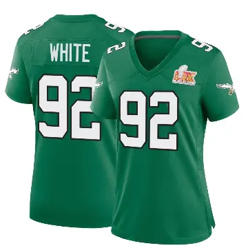 ＃92 Women's Reggie White Green Game Philadelphia Eagles Kelly Alternate Super Bowl LIX Jersey