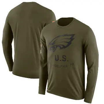 Men's Olive Legend Philadelphia Eagles 2018 Salute to Service Sideline Performance Long Sleeve T-Shirt