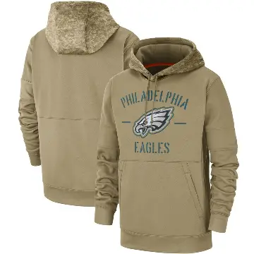 Men's Philadelphia Eagles Tan 2019 Salute to Service Sideline Therma Pullover Hoodie