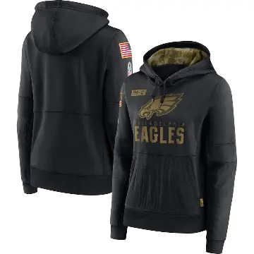 Women's Black Philadelphia Eagles 2020 Salute to Service Performance Pullover Hoodie