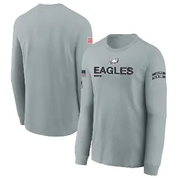 Youth Gray Philadelphia Eagles 2024 Salute To Service Long Sleeve T-Shirt