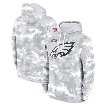 Youth White/Gray Philadelphia Eagles 2024 Salute To Service Pullover Hoodie
